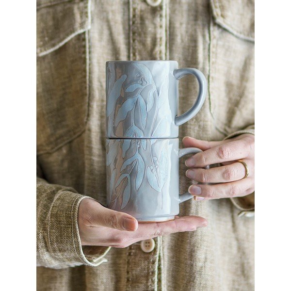 Szürke agyagkerámia bögre szett 2 db-os 350 ml Aurora – Bloomingville-image-1