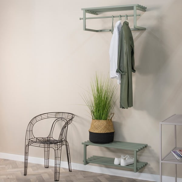 Szürkészöld fém fali fogas polccal 76 cm Marco – Spinder Design-image-3