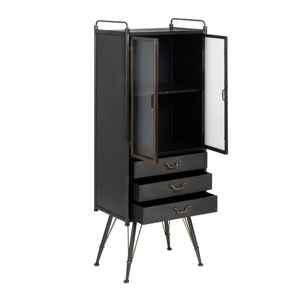 Fekete fém tálalószekrény 58x150 cm Brick – Ixia-image-2