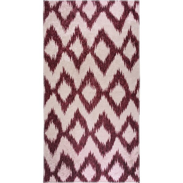Borvörös-fehér mosható szőnyeg 80x150 cm – Vitaus