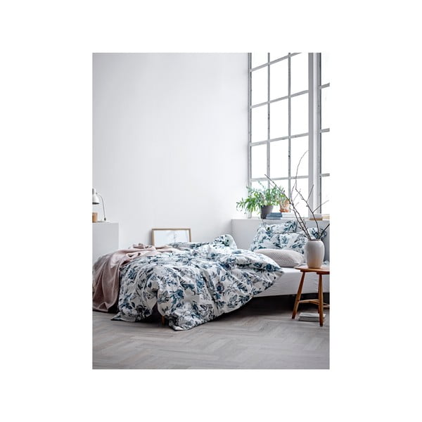 Organic Flower burst kék organikus pamut-szatén ágyneműhuzat, 140 x 200 cm - Södahl-image-2