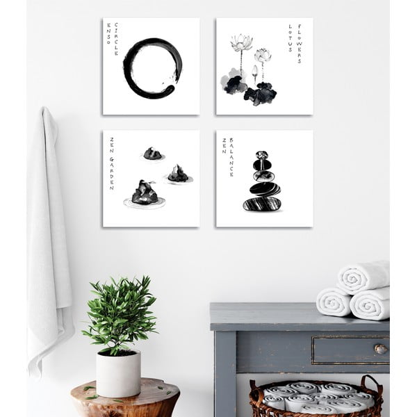 Kép szett 4 db-os 30x30 cm Japanese Zen – Wallity-image-3