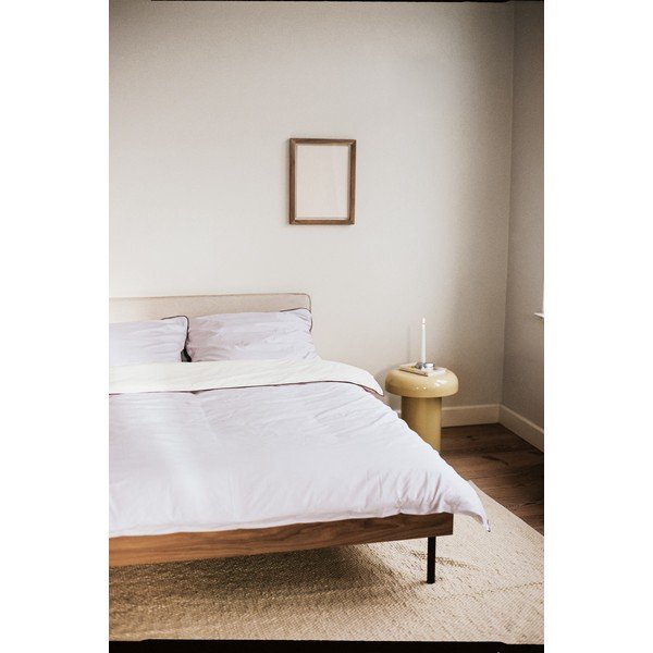 Sötét natúr színű kárpitozott-forgácslemez franciaágy ágyráccsal 180x200 cm diófa dekorral Streiko – noo.ma-image-3