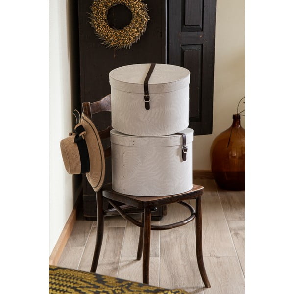 Krémszínű fedeles karton tárolódoboz szett 2 db-os ø 37,5x25,5 cm Rut Paper Laminate – Bigso-image-1