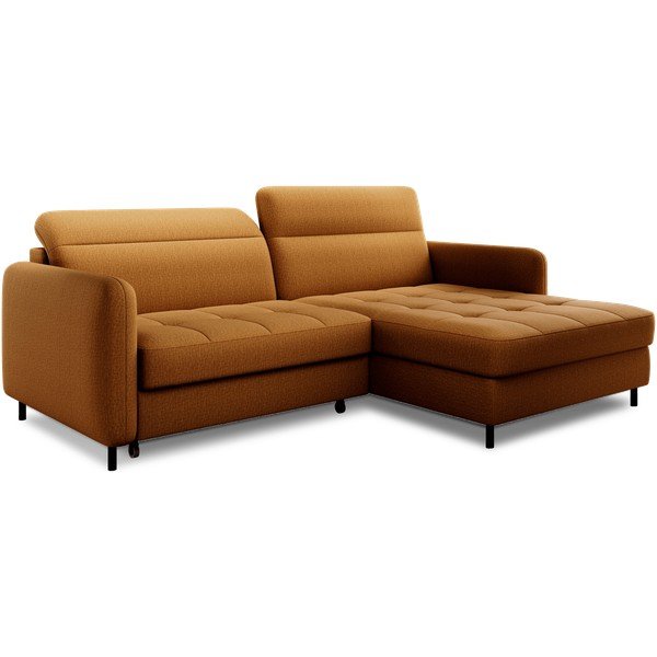 Sárga bársony kinyitható-tárolóhelyes sarokkanapé (jobb oldali-heverő résszel) Gomsi – ELTAP-image-2