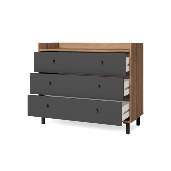 Szürke alacsony komód diófa dekorral 92x75 cm Malta - Marckeric-image-2