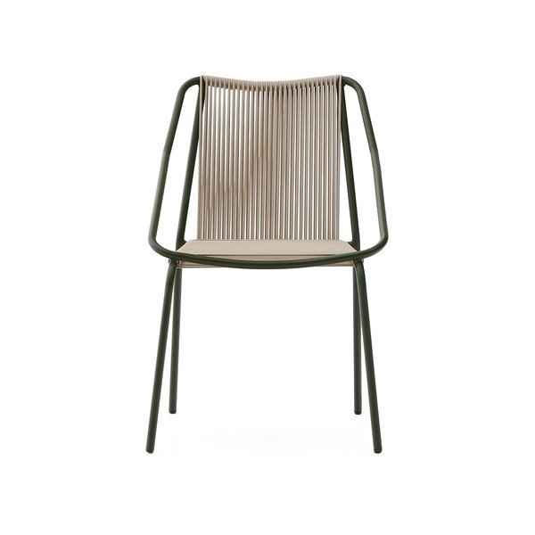 Sötétzöld-bézs fém kerti szék Zivia – Kave Home-image-2