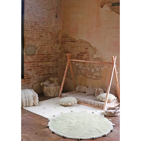 Khaki-krémszínű mosható kézi szövésű pamut gyerek szőnyeg 120x160 cm Hippy Dots Olive – Lorena Canals-image-4