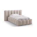 Világosbarna kárpitozott ágyneműtartós egyszemélyes ágy ágyráccsal 90x200 cm Lupine – Micadoni 