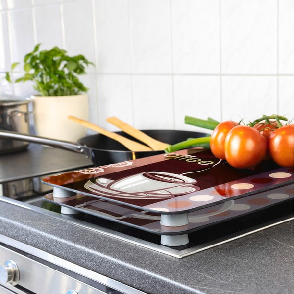 Edzett üveg tűzhely fedőlap szett 2 db-os 30x52 cm Coffee – Maximex-image-1
