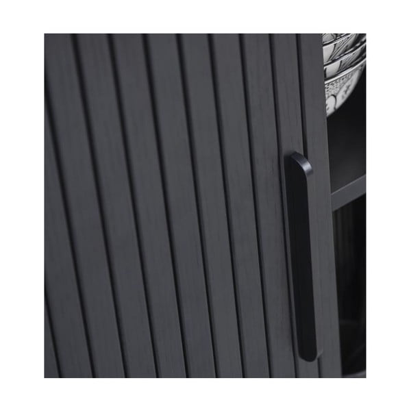 Fekete TV-állvány tölgyfa dekorral 56x180 cm Nola – Unique Furniture-image-1