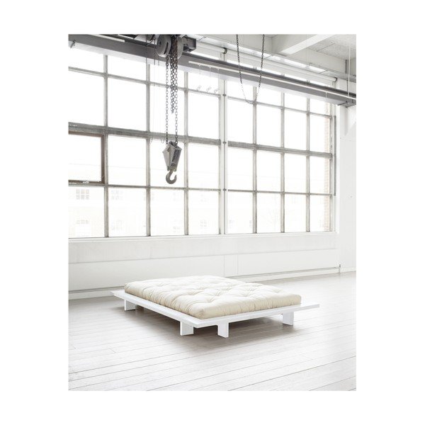 Japan Comfort Mat White/Natural borovi fenyőfa franciaágy matraccal, 160 x 200 cm - Karup Design-image-4