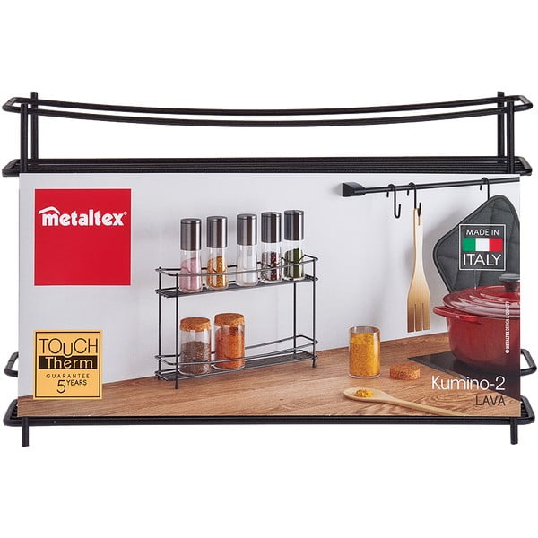 Pepito Lava fekete kétszintes fűszertartó polc - Metaltex-image-2