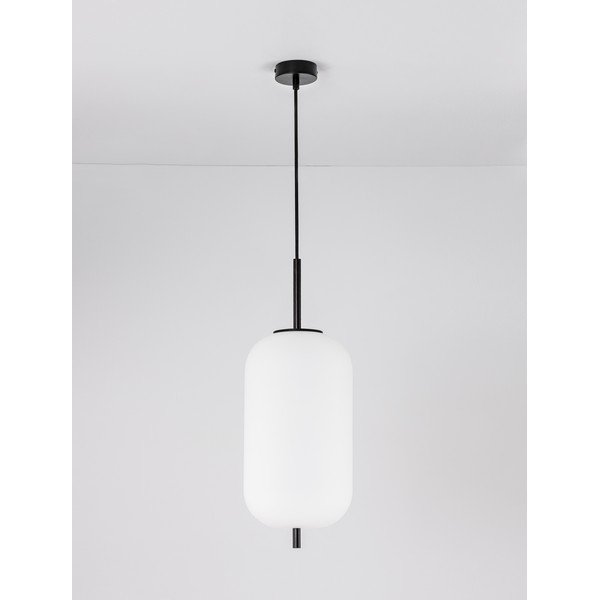 Fehér-fekete üveg függőlámpa ø 22 cm Lato – Nova Luce-image-3