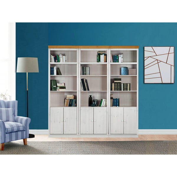 Fehér borovi fenyő könyvespolc 222x223 cm Anita – Støraa-image-1