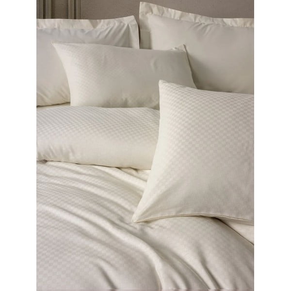 Bézs egyszemélyes renforcé pamut ágyneműhuzat 140x200 cm Checkered – Mila Home Luxury-image-1