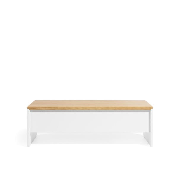 Fehér-natúr színű dohányzóasztal tölgyfa dekorral 60x110 cm Abilen – Kave Home