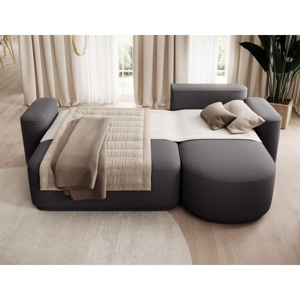 Sötétszürke zsenília kinyitható-tárolóhelyes sarokkanapé (jobb oldali-heverő résszel) Aurumm – ELTAP-image-4