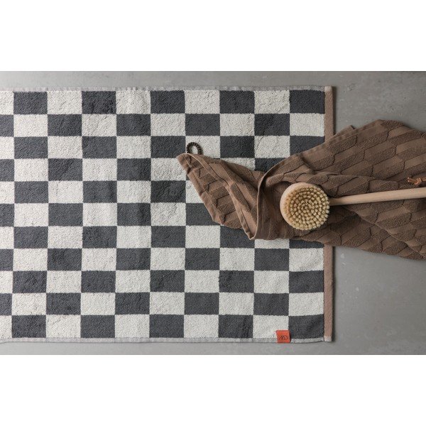 Antracitszürke-bézs bio pamut fürdőszobai kilépő zuhanyfülkéhez 50x80 cm Retro – Mette Ditmer Denmark-image-2