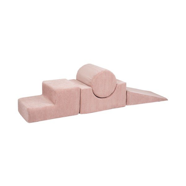 Rózsaszín kordbársony habszivacs játszótér 4 db-os magasság 30 cm 45x170 cm Montessori – Meowbaby