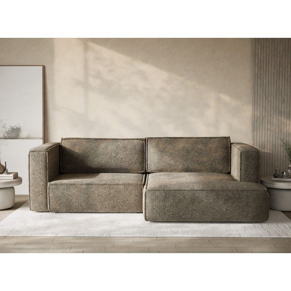 Barna zsenília kinyitható-tárolóhelyes sarokkanapé (jobb oldali-heverő résszel) Velto – Maison de Rêve-image-1