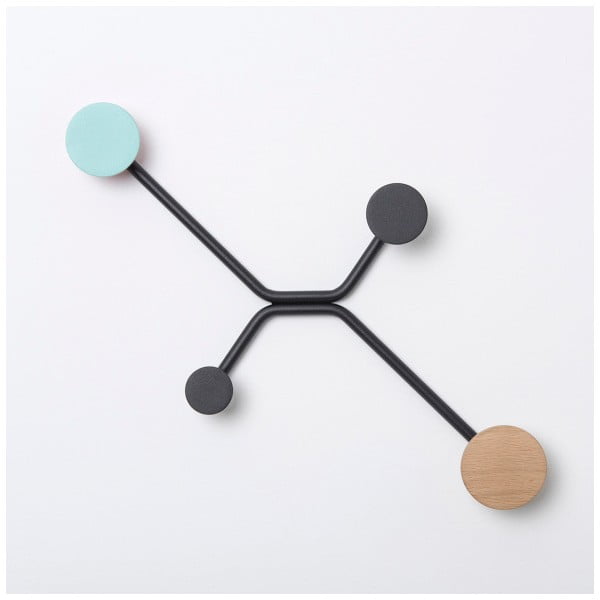 Hook fekete fali akasztó, mentazöld részletekkel - Gazzda-image-2