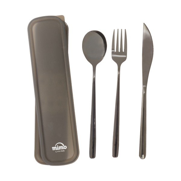 Fekete rozsdamentes acél evőeszköz készlet 3 db-os Mimo – Premier Housewares