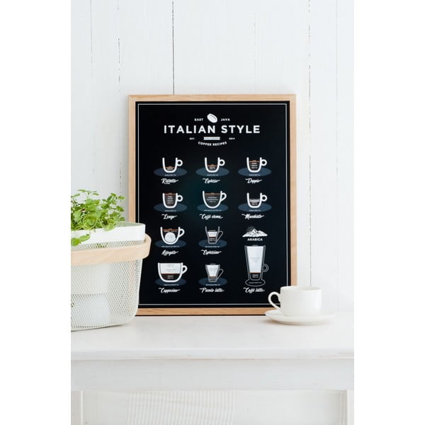 Italian Style Coffee fekete poszter, 21 x 30 cm - Follygraph