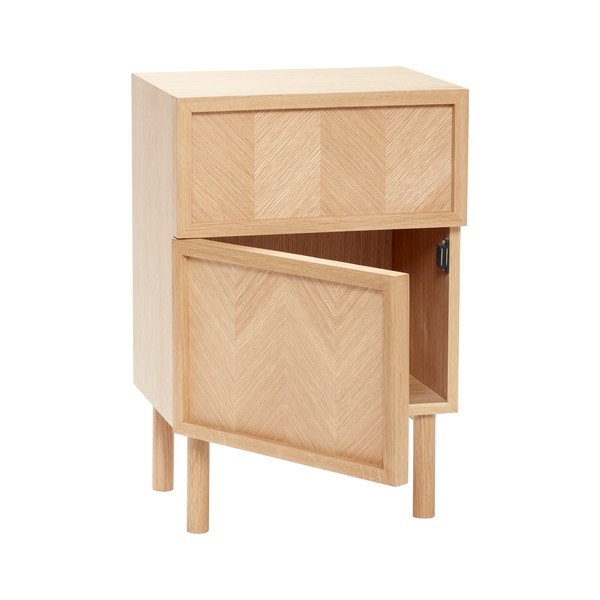 Natúr színű tölgyfa éjjeliszekrény Herringbone – Hübsch-image-4