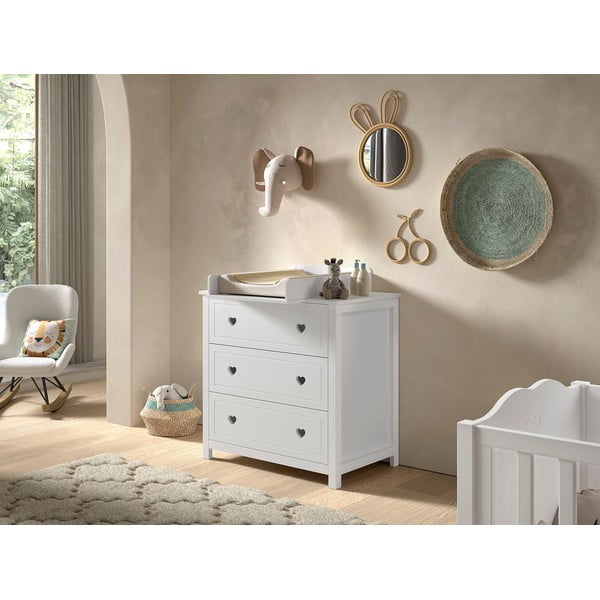 Fehér gyerek komód pelenkázó feltéttel 90x103x73 cm Amori – Vipack-image-1