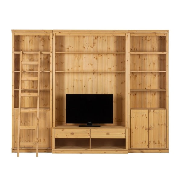 Annabelle barna TV szekrény tömör borovi fenyőfából, szélesség 288 cm - Støraa