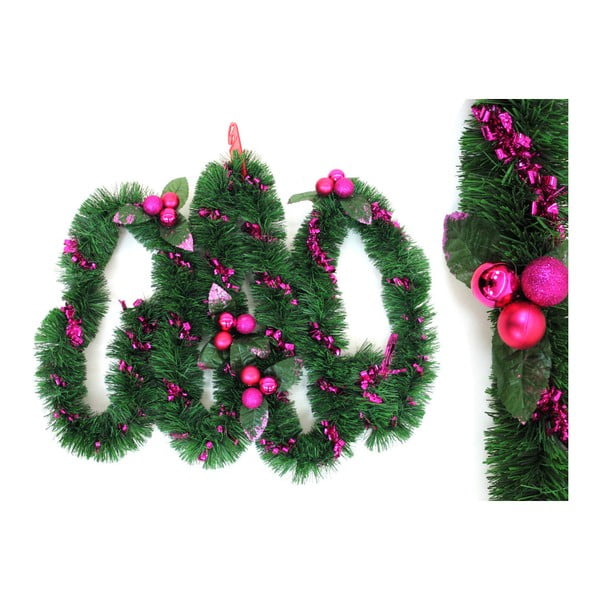 Tinsel dekorációs karácsonyi girland rózsaszín részletekkel, hosszúsága 3 m - Unimasa