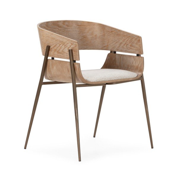 Natúr színű kárpitozott karfás étkezőfotel szett 2 db-os Naia – MOME