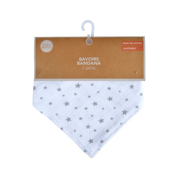 Fehér muszlin nyálfogó készlet 2 db-os – Bébé Douceur-image-2