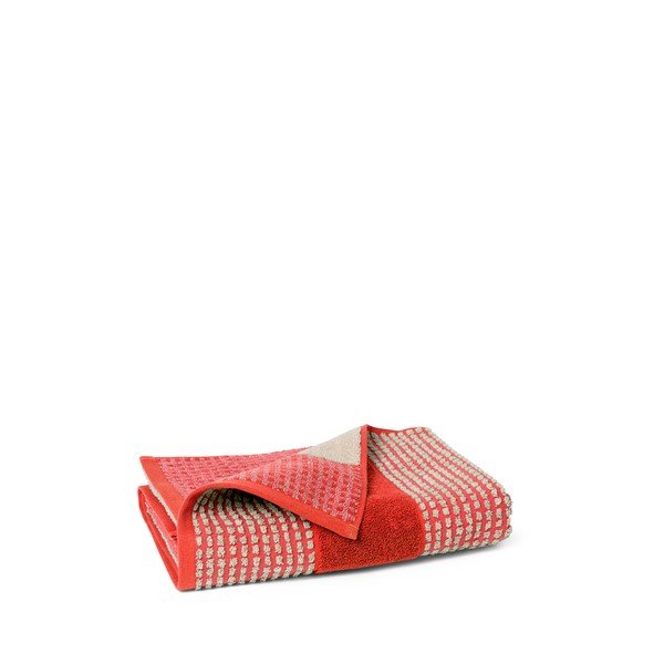 Piros frottír bio pamut fürdőlepedő 70x140 cm Check – JUNA-image-2