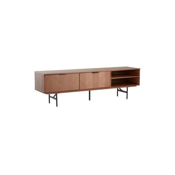 Sötét natúr színű TV-állvány diófa dekorral 180x51x40 cm Duvberg – Jotex