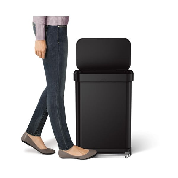 Matt fekete acél pedálos szemetes 55 l – simplehuman-image-1