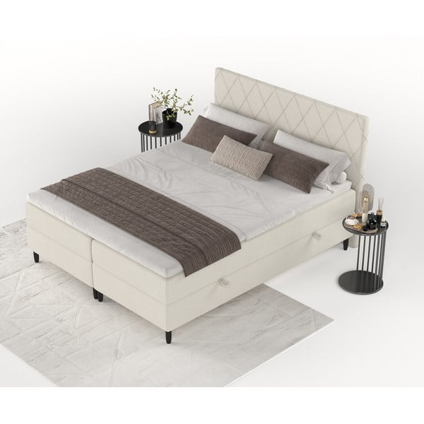 Bézs ágyneműtartós boxspring ágy 160x200 cm Gwen – Maison de Rêve-image-3