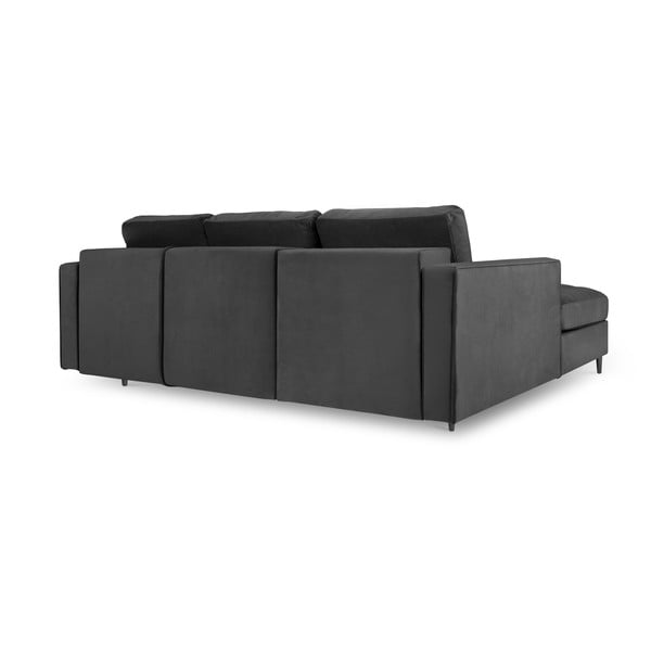 Santo sötétszürke kinyitható bársony sarokkanapé, bal oldali - Milo Casa-image-3