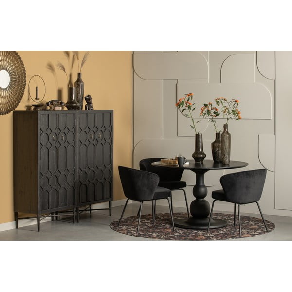 Fekete újrahasznosított fa szekrény 75x143x40 cm Bequest – WOOOD-image-1