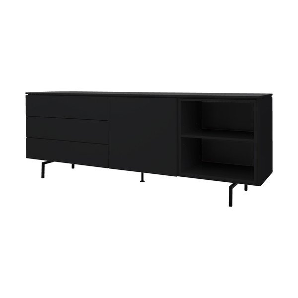 Fekete alacsony komód 210x76 cm Plain – Tenzo-image-2