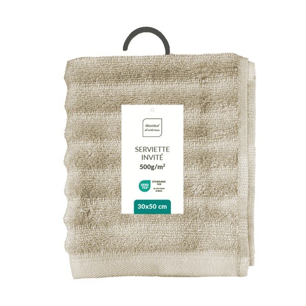 Bézs frottír pamut törölköző 30x50 cm Maya – douceur d'intérieur-image-4