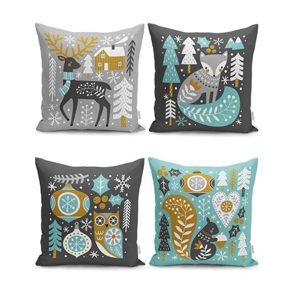 Párnahuzat szett 4 db-os karácsonyi mintával 43x43 cm Merry Christmas – Mila Home