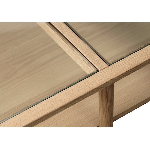 Natúr színű üveg dohányzóasztal 60x120 cm Elba – Unique Furniture-image-4