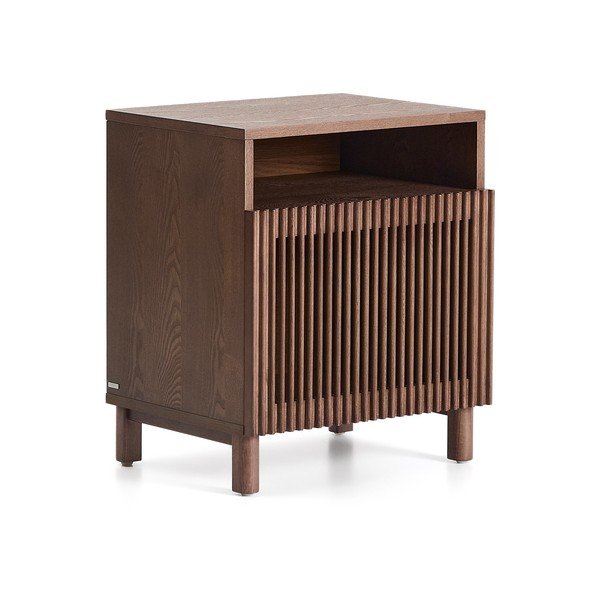 Sötétbarna éjjeliszekrény diófa dekorral Beyla – Kave Home-image-3