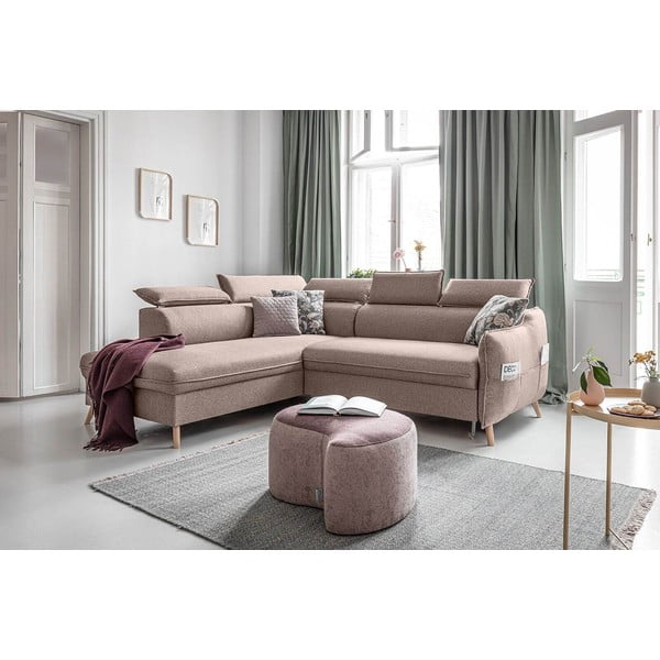 Bézs kinyitható sarokkanapé (bal oldali) Sweet Harmony – Miuform-image-3