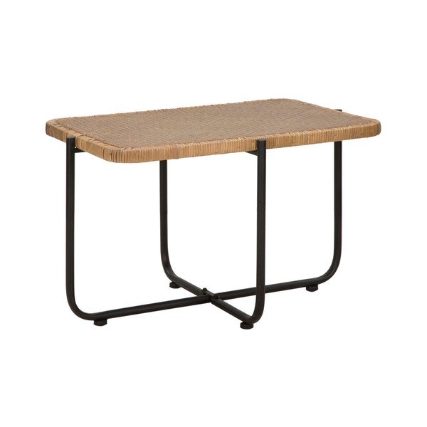 Fekete-natúr színű rattan dohányzóasztal 55x75 cm Cebu – Mauro Ferretti