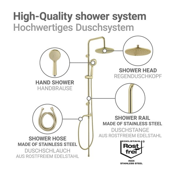 Matt aranyszínű rozsdamentes acél zuhanyszett 101 cm Young Line – Wenko-image-4