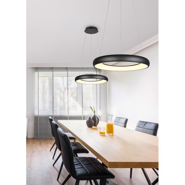 Matt fekete LED dimmelhető függőlámpa fém búrával ø 62 cm Cardona – Trio-image-2