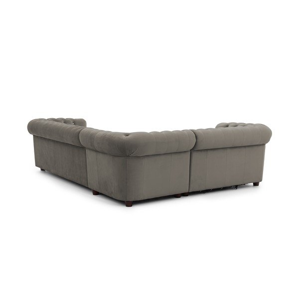 Szürke bársony kinyitható sarokkanapé (bal oldali-L alakú) York Blik – Ropez-image-3